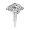 10K White Gold 1/2 Cttw Round and Baguette-Cut "S" Shaped Bypass Cocktail Ring (I-J Color, I1-I2 Clarity) - Size 7