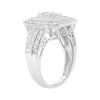 .925 Sterling Silver Round and Baguette Diamond Cathedral Ring (0.75 Cttw, H-I Color, I2-I3 Clarity) - Size 7