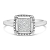 .925 Sterling Silver 1/5 Cttw Invisible Set Princess Cut Diamond Promise Ring with Beaded Halo (H-I Color, I1-I2 Clarity) - Ring Size 7