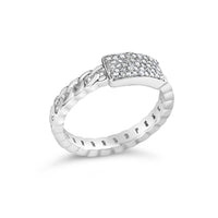 .925 Sterling Silver 1/5 Cttw Diamond ID and Cuban Link Band Ring (I-J Color, I2-I3 Clarity) - Ring Size 6