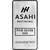 10 oz. Silver Bar - Asahi Refining - .999 Fine Silver in Sealed Protective Plastic