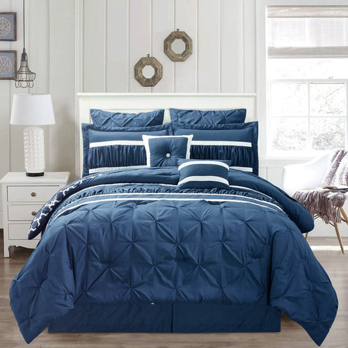 10-Piece Set: Kensie Hotel Quality Pintucked Oversized Comforter Set