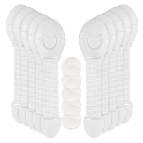 10-Pieces: Kids Safety Locks with 5 Furniture Corner Protectors