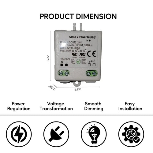 LED Driver Transformer – 3-12V DC Output, 3-6W Constant Current | Compact Class 2 Power Supply