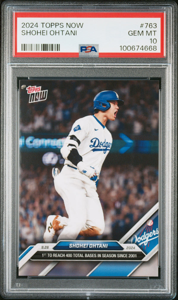 Graded 2024 Topps Now Shohei Ohtani #763 1st to Reach 400 Total Bases in Season Since 2001 Baseball Card PSA 10 Gem Mint