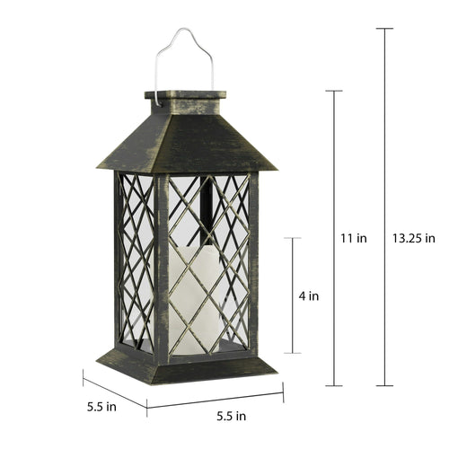 Solar Powered Lantern- Hanging or Tabletop Water Resistant LED Pillar Candle Lamp for Indoors or Outdoors-Classic Home and Garden Decor by Lavish Home EasyOptionXY LLC