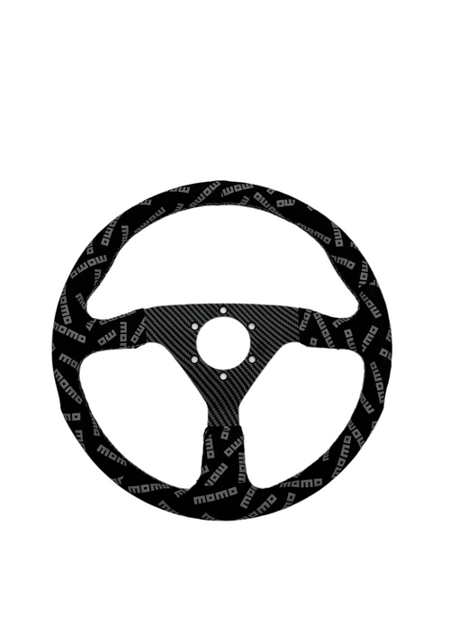 2nd Option Racing Momo Track Style Steering Wheel – Black Suede/Carbon