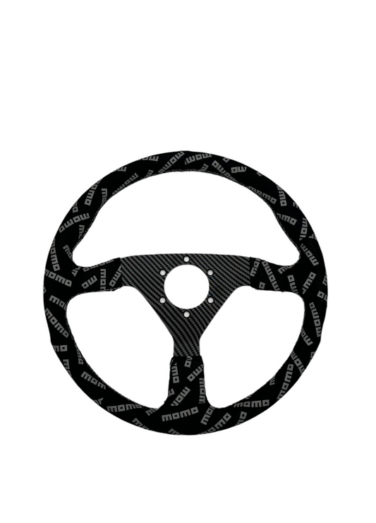 2nd Option Racing Momo Track Style Steering Wheel – Black Suede/Carbon