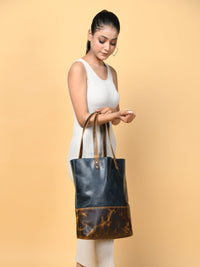 Blue Women's Leather Tote