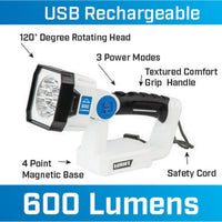 HART Rechargeable LED Area Spotlight, Pivoting Light Head, Magnetic Base, Carry Handle, 600 Lumens EasyOptionXY LLC