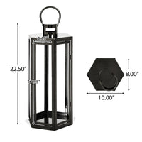 Brianna Stainless Steel Outdoor 23" Lantern, Black EasyOptionXY LLC