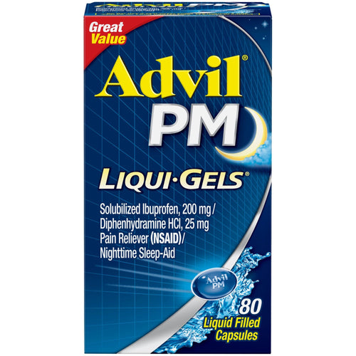 Advil PM Liqui-Gels Pain and Headache Reliever Ibuprofen Capsules; 80 Count EasyOptionXY LLC