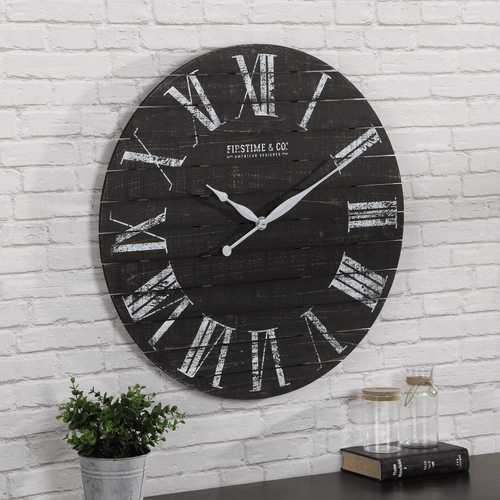 FirsTime & Co. Black Midnight Planks Wall Clock, Farmhouse, Analog, 29 x 2 x 29 in EasyOptionXY LLC