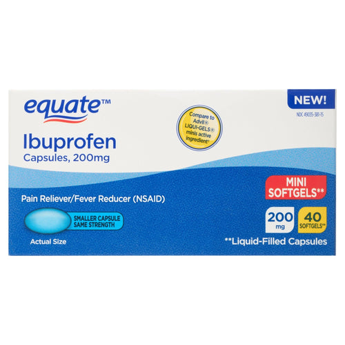 Equate Ibuprofen Mini Softgel Capsules; 200 mg; 40 Count EasyOptionXY LLC