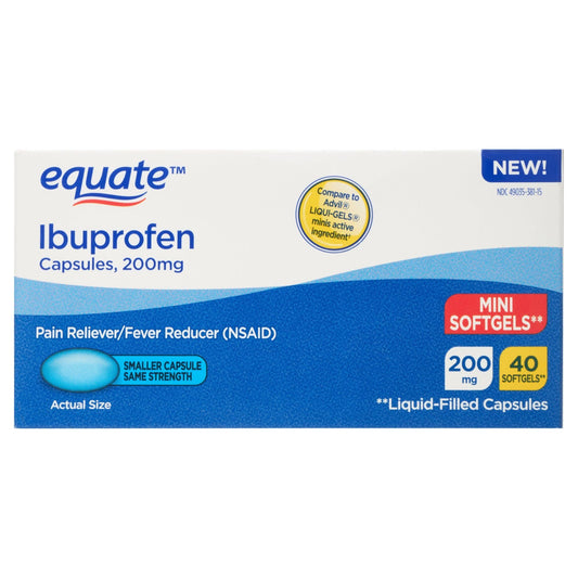 Equate Ibuprofen Mini Softgel Capsules; 200 mg; 40 Count EasyOptionXY LLC