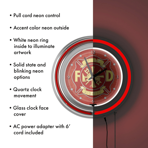 Fire Fighter 14 Inch Neon Wall Clock EasyOptionXY LLC