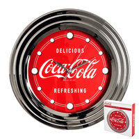 12" Coca-Cola Clock with Chrome Finish, Delicious Style EasyOptionXY LLC
