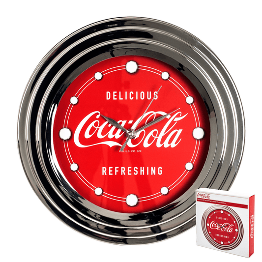 12" Coca-Cola Clock with Chrome Finish, Delicious Style EasyOptionXY LLC