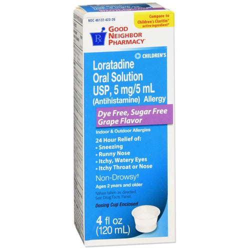 GNP Loratadine 5 mg/5 mL Oral Solution, Sugar-Free, Grape Flavor