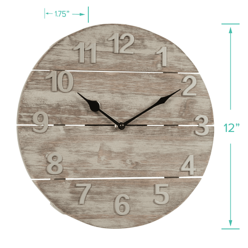 La Crosse Clock 12-inch Sunwashed Wood Brown Quartz Analog Clock, 404-3430W EasyOptionXY LLC