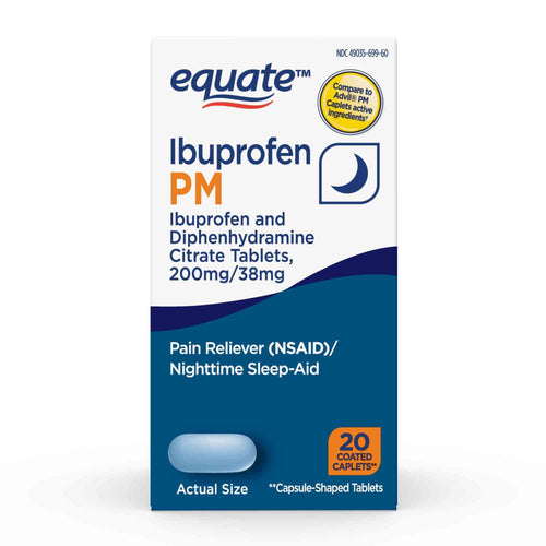 Equate Ibuprofen PM Ibuprofen and Diphenhydramine Citrate; 200 mg/38 mg; 20 Count Caplets EasyOptionXY LLC