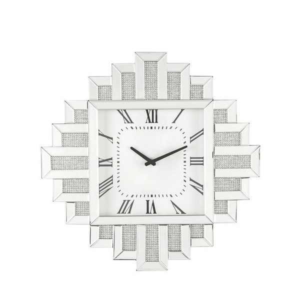 Lavina Wall Clock in Mirrored & Faux Diamonds EasyOptionXY LLC