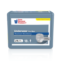 GNP Men's Max Absorbency Underwear, Size L/XL (4 Bags of 18 Count)