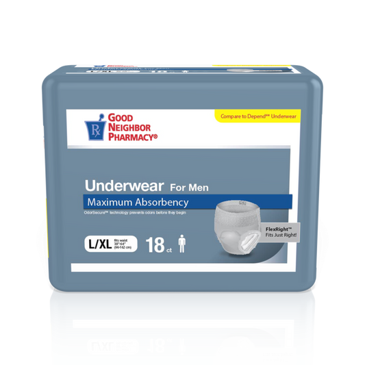 GNP Men's Max Absorbency Underwear, Size L/XL (4 Bags of 18 Count)