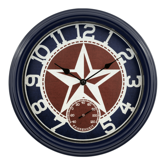 La Crosse Clock 12-inch Indoor/Outdoor Americana Red/Blue Quartz Analog Wall Clock, 404-3012TX EasyOptionXY LLC