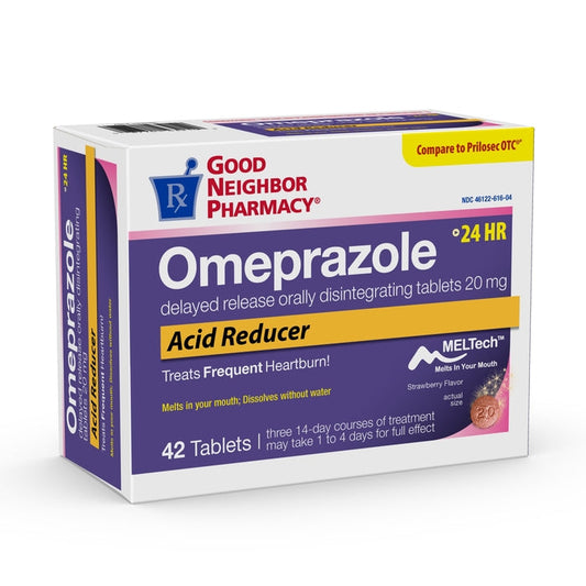 GNP Omeprazole 20 mg ODT Tablets | 24-Hour Acid Reducer (42 Count)