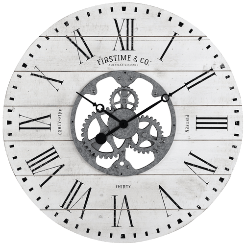 FirsTime & Co. White Shiplap Gears Wall Clock, Farmhouse, Analog, 27 x 2 x 27 in EasyOptionXY LLC