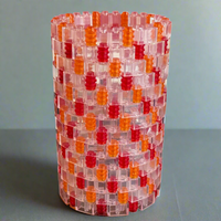 Clear, Red, and Orange Modular Vase – Built with Brick-Compatible Bricks