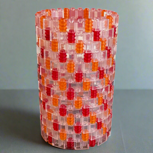Clear, Red, and Orange Modular Vase – Built with Brick-Compatible Bricks