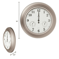 Villacera Indoor Outdoor Wall Clock Thermometer Hygrometer ?¨C 18?' Silver EasyOptionXY LLC