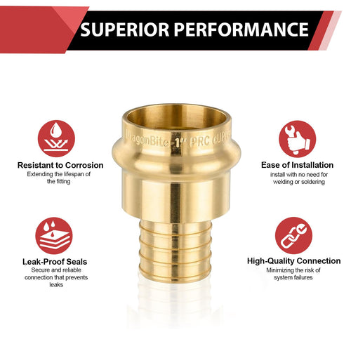 1/2" Copper Press x 3/4" PEX Expansion Brass Adapter (Lead Free)