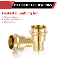 1/2" Copper Press x 3/4" PEX Expansion Brass Adapter (Lead Free)