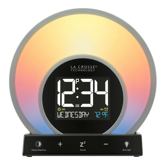 Soluna-S Light Black Tabletop LCD Wake-up Sunrise Alarm Clock w/Temp. and USB Port, W74146 EasyOptionXY LLC