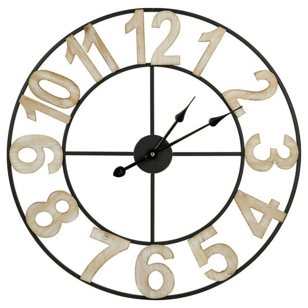 24" Metal Framed Round Wall Clock with Block Numbers EasyOptionXY LLC