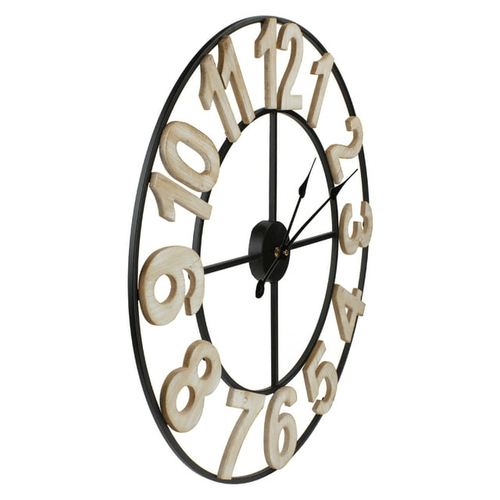 24" Metal Framed Round Wall Clock with Block Numbers EasyOptionXY LLC