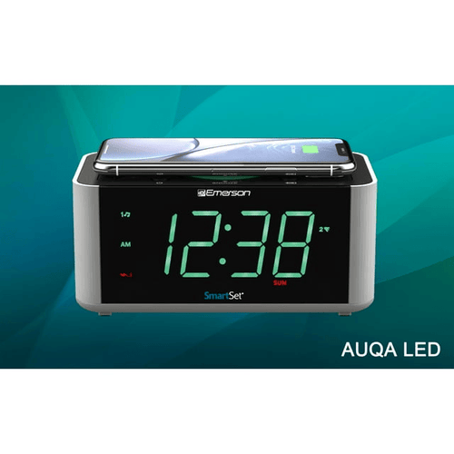 Emerson Alarm Clock Radio and Wireless Charger with Bluetooth, Compatible with iPhone XS Max/XR/XS/X/8/Plus, 10W Galaxy S10/Plus/S10E/S9, All Qi Compatible Phones, ER100202 EasyOptionXY LLC