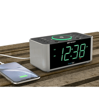 Emerson Alarm Clock Radio and Wireless Charger with Bluetooth, Compatible with iPhone XS Max/XR/XS/X/8/Plus, 10W Galaxy S10/Plus/S10E/S9, All Qi Compatible Phones, ER100202 EasyOptionXY LLC