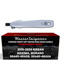 Exterior Door Handle Chrome Replacement for Nissan Maxima (2016-2024), Murano (2015-2024) OE Part # 80640-4RA0B, 80640-4RA0A | Front Left Driver Side w/ Keyhole Cover