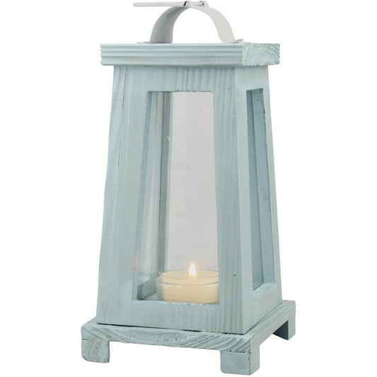 Stonebriar Collection Latitudes Indoor/Outdoor 4.33" x 4.33" Coastal Cylinder Wood Lantern, Blue EasyOptionXY LLC