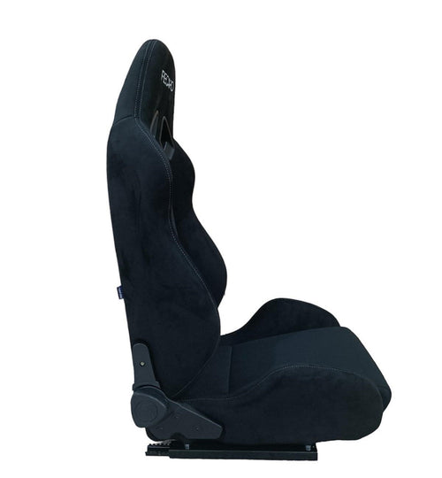 2nd Option Racing 1052 Race Master Reclinable Seats – Black Suede/Cloth