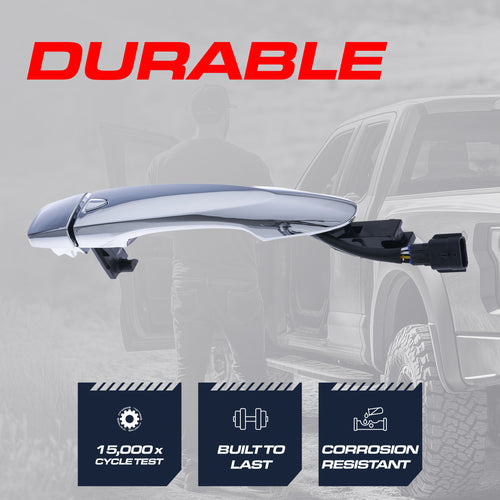 Exterior Door Handle Chrome Replacement for Nissan Maxima (2016-2024), Murano (2015-2024) OE Part # 80640-4RA0B, 80640-4RA0A | Front Right Passenger Side w/o Keyhole Cover