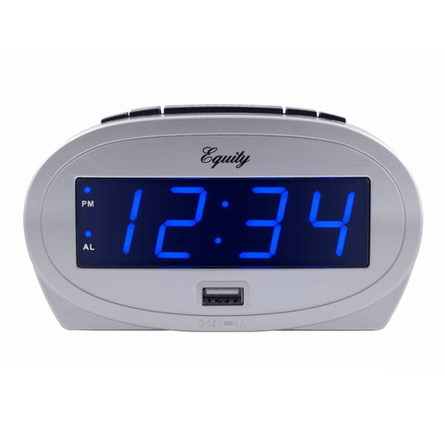 Equity 0.9 inch Blue LED Alarm Clock with USB Port, 30025 EasyOptionXY LLC