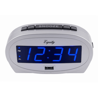 Equity 0.9 inch Blue LED Alarm Clock with USB Port, 30025 EasyOptionXY LLC