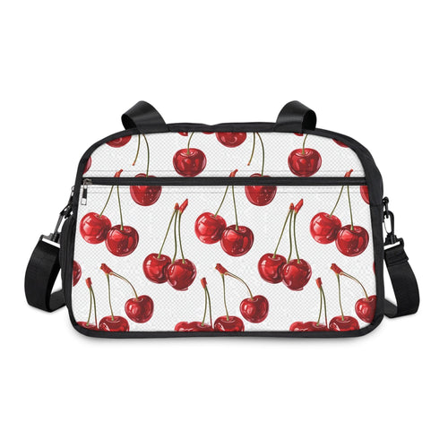 Sweet & Stylish  Womens White Cherry Print Fitness Handbag