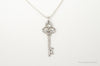 Large Designer Cubic Zirconia Key Sterling Silver Necklace