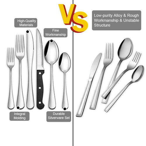 48-Pieces Silverware Set Stainless Steel Flatware Cutlery Utensil Set Spoons EasyOptionXY LLC